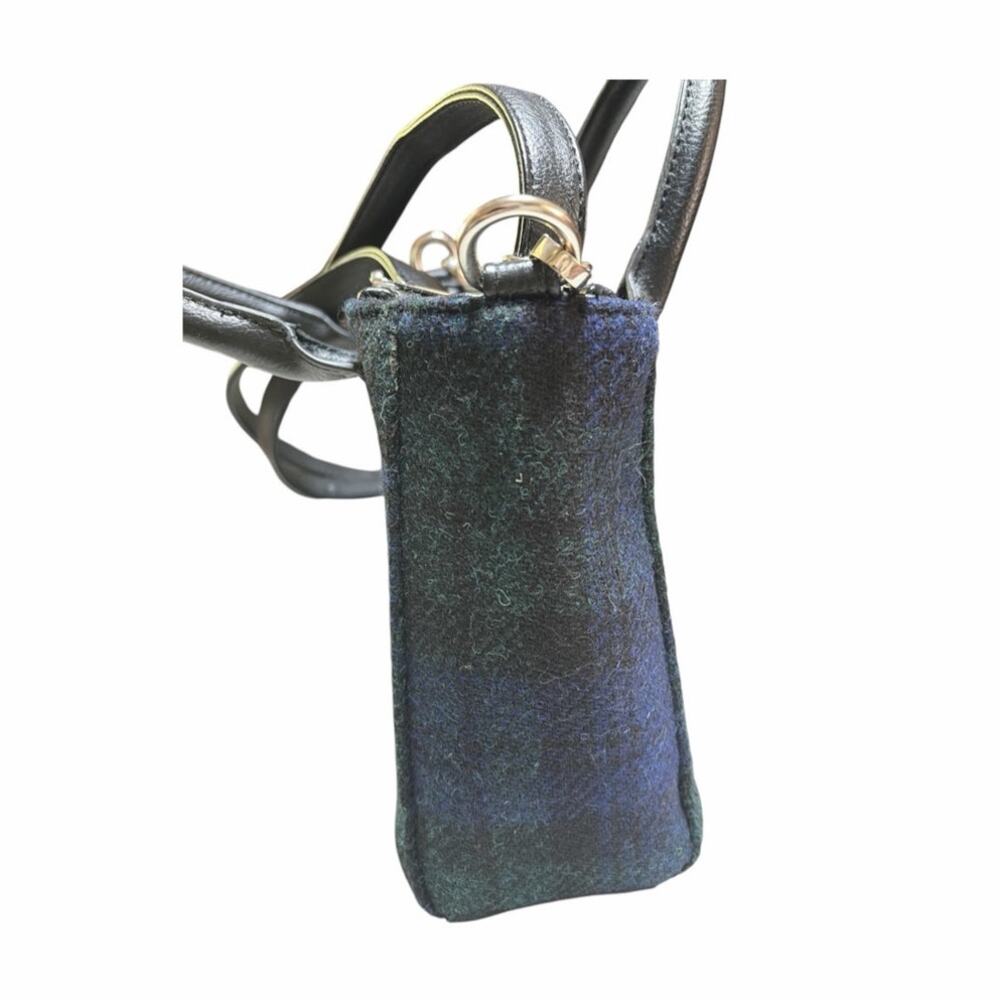 Harris Tweed Glen Appin Black Watch Plaid Brora Small Tote Bag Shoulder Strap - Picture 5 of 16